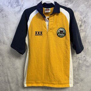 Vintage Barbarian Rugby Wear Shirt Mens XL 22x29 Yellow Maggot Fest Patch
